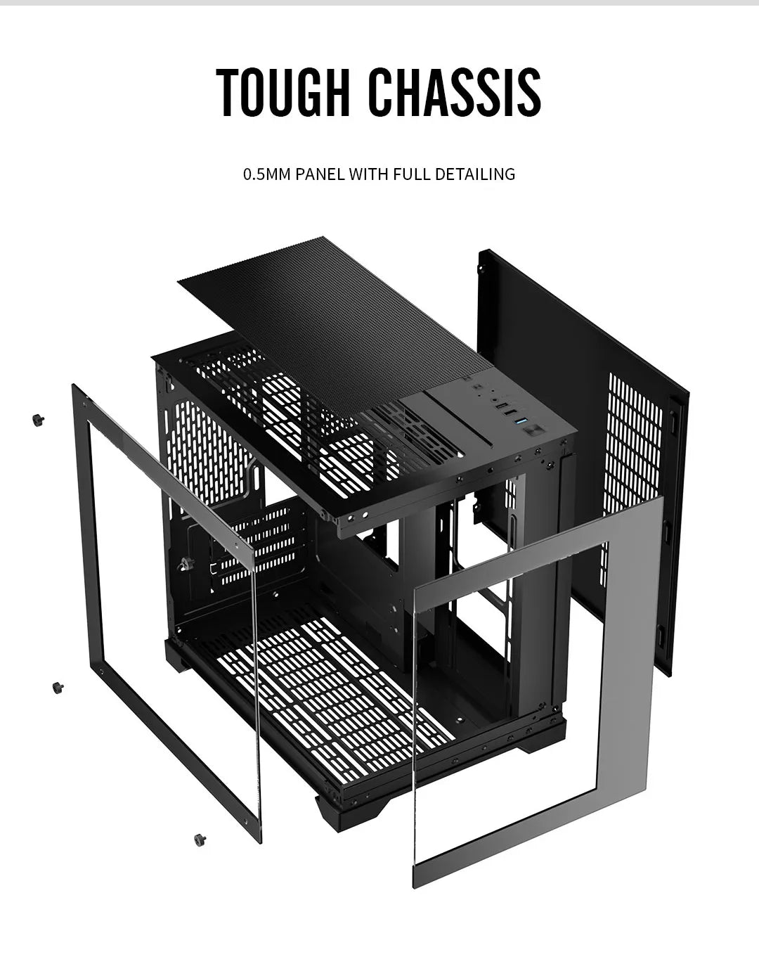 Robin Cube M-ATX/ITX Gaming PC Desktop Computer Case Black with Side Tempered Glass Panels with 7 Fan Support (Fans not including) Robin Cube M-ATX/ITX Gaming PC Desktop Computer Case Black with Side Tempered Glass Panels with 7 Fan Support (Fans not including)
